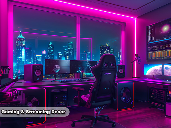 pink LED strip lights for gaming room