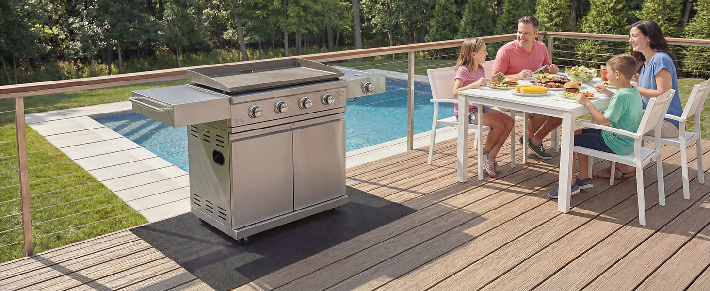 drymate under gas grill griddle mat deck patio protection pad USA made estera de parrilla de gas