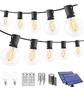 Solar Outdoor String Lights 50ft*2 G40 Globe Outdoor Lights with 30 Waterproof Dimmable Bulbs ,3-...