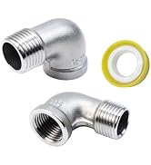S SYDIEN 2Pcs 304 Stainless Steel 90 Degree Elbow 1/2" NPT Threaded Pipe Fitting Female x Male