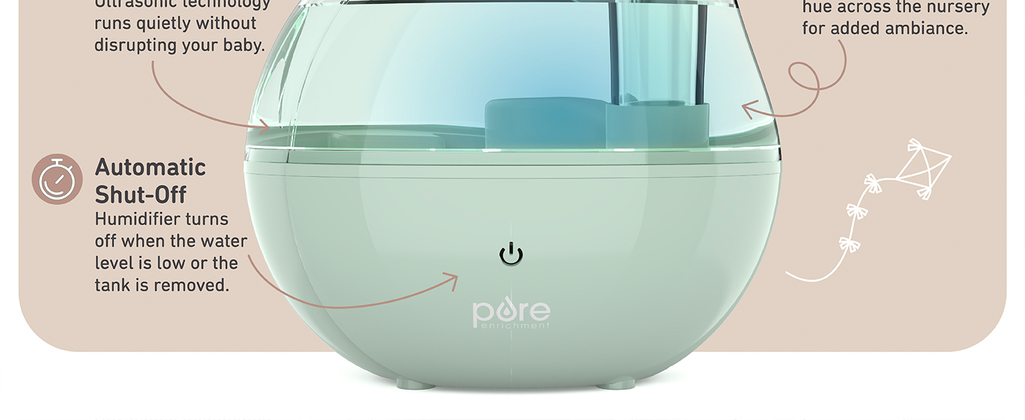 thoughtfully designed transparent tank night light 360 mist nozzle whisper quiet auto shut off