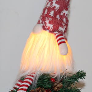 Christmas tree top star decoration, glowing Santa Claus