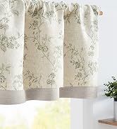 jinchan Linen Kitchen Valance for Windows 16 Inch Floral Double Layer Valance Living Room Laundry...
