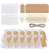 HOBBIESAY Flower Keychains Party Favors Set Keychains Organza Bag Thank You Tags and Rope Flower ...