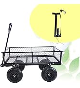 Donext Heavy Duty 600 Lbs Capacity Mesh Steel Garden Cart Folding Utility Wagon cart with Removab...