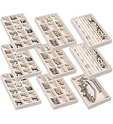 Frebeauty Jewelry Organizer Tray,Stackable Velvet Jewelry Trays,Drawer Inserts Earring Organizer ...