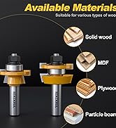REKCKRUL 2PCS Bevel Shaker Rail and Stile Router Bit Set, 1/4 Inch Carbide-Tipped Cabinet Door Ro...