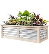 STARREY Wood Garden Raised Bed Outdoor Plant Box Planters for Outdoor Plants with Galvanized Meta...