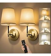 FUNTAPHANTA Battery Operated Wall Sconce Set of Two for Bedroom & Mirror Lighting - Remote Contro...