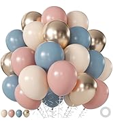 Gender Reveal Balloons, 60Pcs 12Inch Dusty Pink Blue White Gold Balloons for Boho Neutral Gender ...