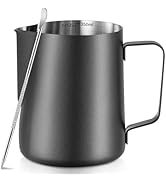 Frothing Milk Pitcher, 12 oz/350 ml Stainless Steel Frothing Milk Jug with Latte Art Pen,with Int...