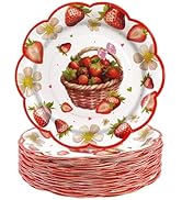 BOKFJBP 50Pcs 7inch Strawberry Plates-Strawberry Paper Dessert Disposable Plates Appetizer Cakes ...