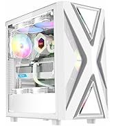 RUIX CV203 ATX Mid-Tower PC Case, Pre-Installed 4 x 120mm ARGB Fans, RGB Color Lighting, Tempered...