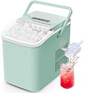 Sweetcrispy Countertop Ice Maker with Scoop, Basket and Handle, Portable Ice Machine 9 Ice Cubes ...