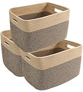 HZFTJOY 3 Pack Woven Storage Baskets for Shelves,13.5"×11"×9.5"Organizing Bins,Gift Baskets for T...