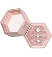 Vicoter Velvet Ring Box, 3 Slots Hexagon Jewelry Ring Gift Box Vintage Ring Display Holder Case f...