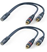 DteeDck RCA to AUX Adapter 2 Pack, Female AUX 3.5 mm to Male RCA Audio Adapters, Stereo Audio 3.5...
