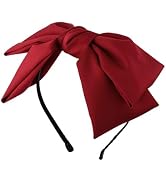 ROMODIYA 1Pcs Red Christmas Headbands Big Bow Design Hair Bands Red Ribbon Knotted Bow Fashion He...