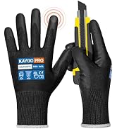 KAYGO Cut Resistant Gloves PU Coated, 12 Pairs Safety Work Gloves with full fingers Touchscreen, ...