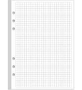 A5 Grid Refill Paper, 6-Hole Graph Paper, 100Sheets / 200Pages Loose-Leaf Grid Paper, 100gsm Whit...
