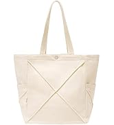 Canvas Large Tote Bag for Women, Shoulder Bag With Side & Inner Pockets, Lightweight Purses Handb...