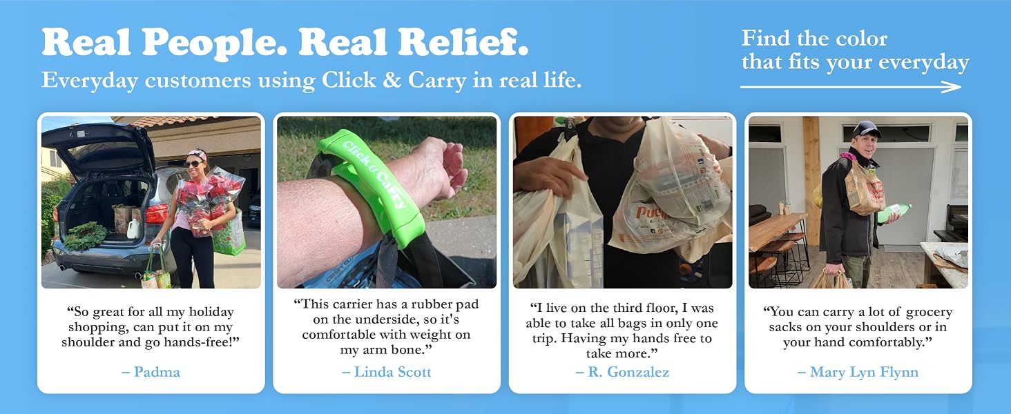Click and Carry Grocery Bag Carrier Handle, Grocery Bag Holder