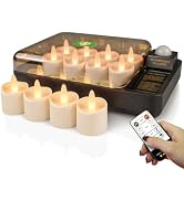 HL Rechargeable Waterproof LED Tea Lights with Remote & Timer, 100H Flameless Votive Candles for ...