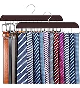 2 Pack Tie Rack & Belt Hanger 2 in 1 Tie Hanger Space Saving Max 42 Belts& 60 Ties Capacity for C...