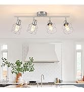 Baocuz 4-Light Kitchen Lighting Fixtures, Adjustable Multi-Directional Brushed Nickel Track Ceili...