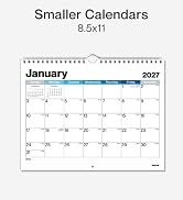 Dunwell 8.5x11 Small Wall Academic Calendar 2026-2027 (Blue Shades), July 2026 to December 2027