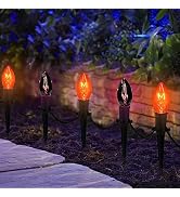 PASUTO 19.5Ft C9 Halloween Walkway Lights Pathway Lights, 10Pcs C9 Orange & Dark Purple Light Bul...