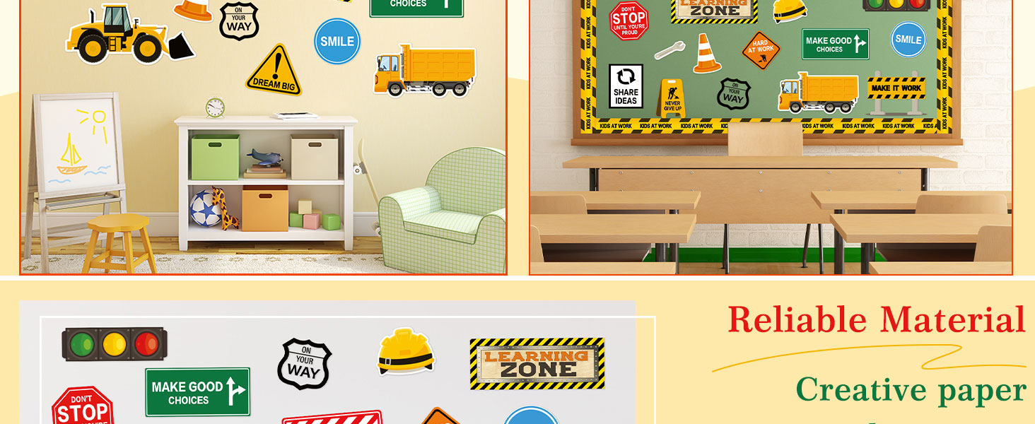 47Pcs Construction Bulletin Board Decor