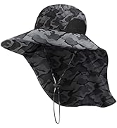 Outdoor Sun Hat for Men with 50+ UPF Protection Safari Cap Wide Brim Fishing Hat with Neck Flap, ...