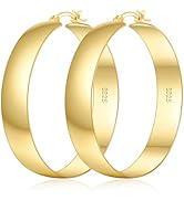 Senteria 10mm Wide Chunky 14K Gold Plated Hoop Earrings for Women Hypoallergenic Thick 925 Sterli...