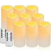 9PACK Outdoor Waterproof plastic flameless Candles with Remote Control and Timer, LED Flickering ...