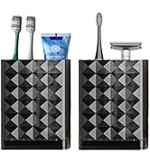 Toothbrush Holders Wall Mounted,Diamond Facet Tooth Brush Holder for Bathroom,2 Pcs Self-Adhesive...