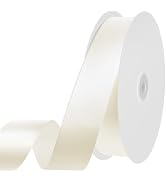 Ivory Satin Ribbon 1 inch 60 Yards Double Faced Cream Ribbon for Crafts Hair Bows Gift Wrapping W...