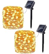 Lomotech Solar Fairy Lights Outdoor, 2 Pack Total 66ft 200 LED,Warm White | Solar String Lights W...