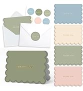 AUDREE Thank You Cards with Envelopes, Scalloped Gold Foil 50 Pack 3.5x5 | Elegant Greeting Notes...