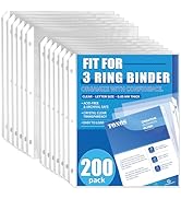200 Pack Sheet Protectors for 3 Ring Binder - Clear Page Protectors & Plastic Sleeves for Paper 8...