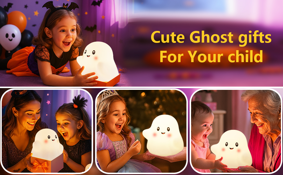 cute ghost night light gift for kids, halloween toy gift for toddlers, ghost lamp for present,