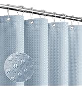 Gibelle Fog Blue Shower Curtain, Waffle Weave Textured Fabric Shower Curtain for Bathroom - Soft ...
