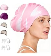 Large Silicone Swim Cap Durable Silicone Waterproof Construction with Ultra-Elastic Design Effect...