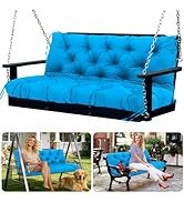 Porch Swing Cushions Waterproof Outdoor Swing Cushions 3 Seater Replacement with Backrest Thicken...