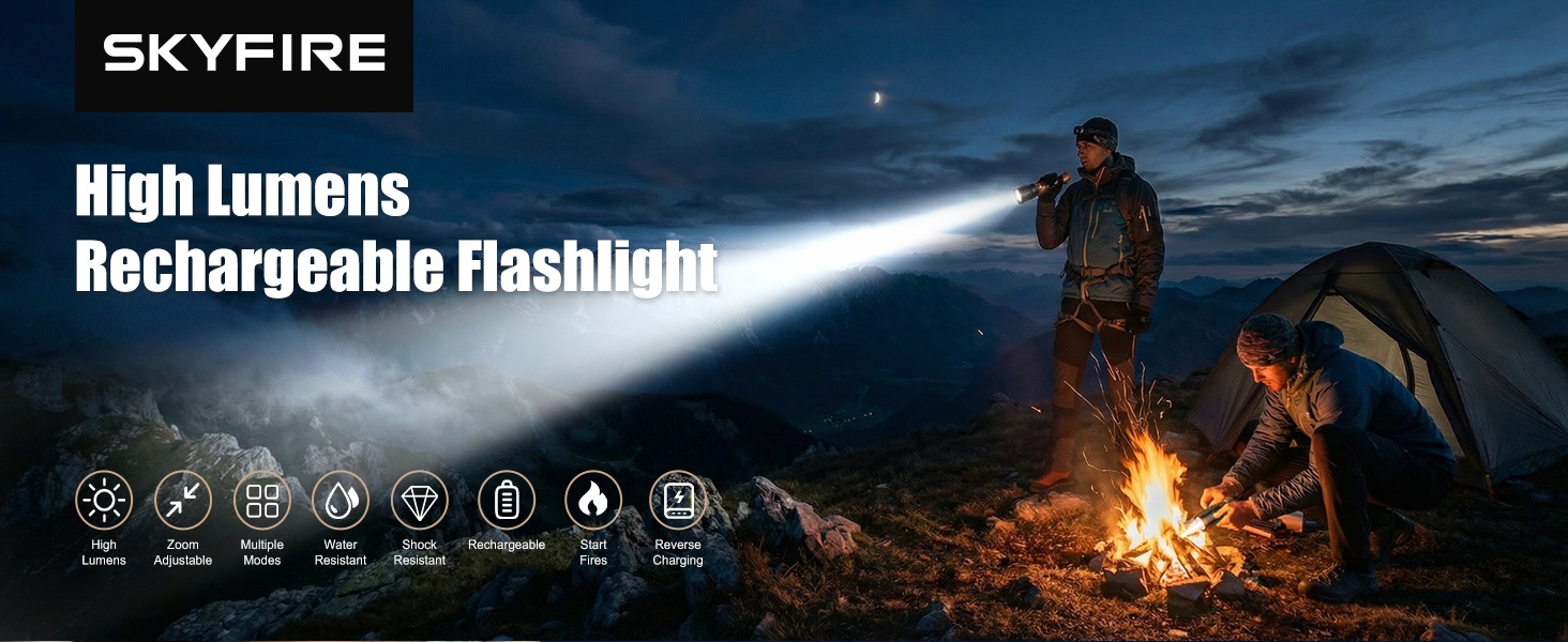 SKYFIRE LED Flashlights High Lumens with Ignition Lens