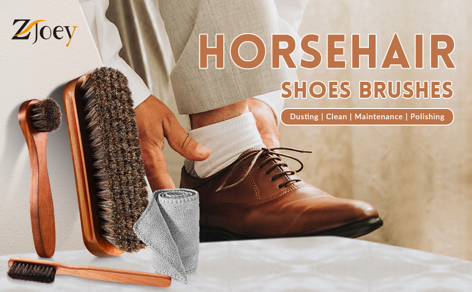 Horsehair Shoe Brush Kit Cleaning Leather Shoes Boots Care Brush Suede Cleaning Brush
