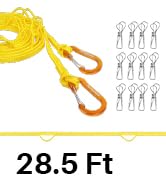 yellow clothesline 28.5 ft with 12 stainless clip