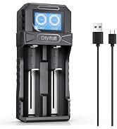 Dlyfull 18650 Battery Charger 2 Bay, LCD Display Lithium Battery Charger with USB-C Speed Chargin...