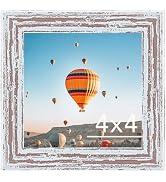 JCJMY 4x4 Picture Frame Rustic White for Wall Hanging or Tabletop, Wall Mounting Horizontally or ...