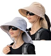 ZEXIAN Womens Sun Hat UPF 50+ Wide Brim and Ponytail Hole, Hiking Safari Hat with Neck Flap…
